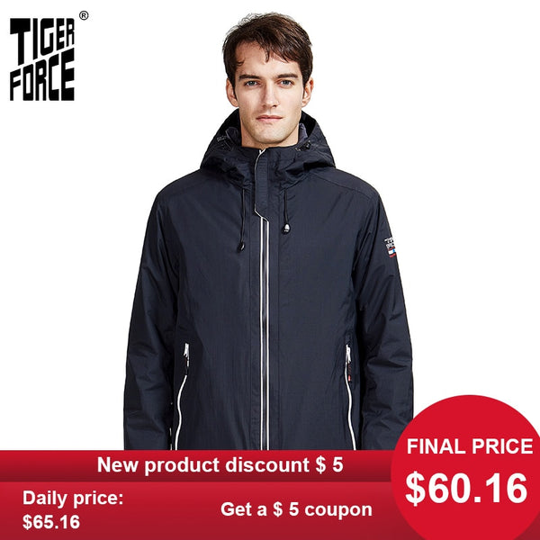 Tiger Force 2020 new arrival men spring autumn jacket  high quality warm streetwear sport solid color outwear hood clothes 50613